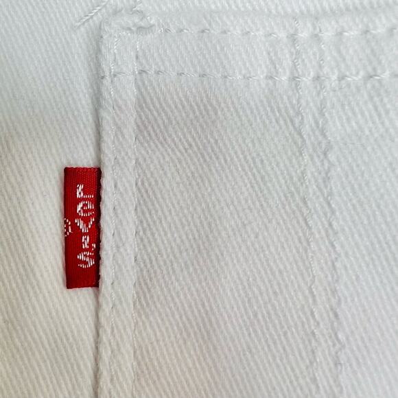 Levi's Girls Denim Shortalls White Size 12 Cutoffs Frayed Hem Adjustable Straps - Picture 6 of 12